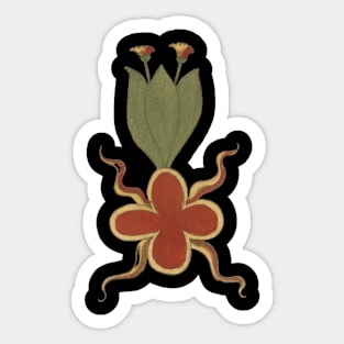 Red Flower Herbal Medieval Plant Lover Romantic Spiritual Art Sticker